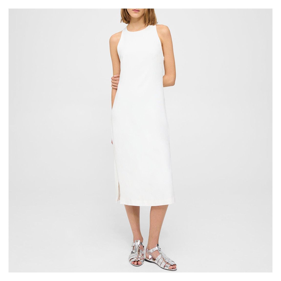 White Cross Back Midi Dress