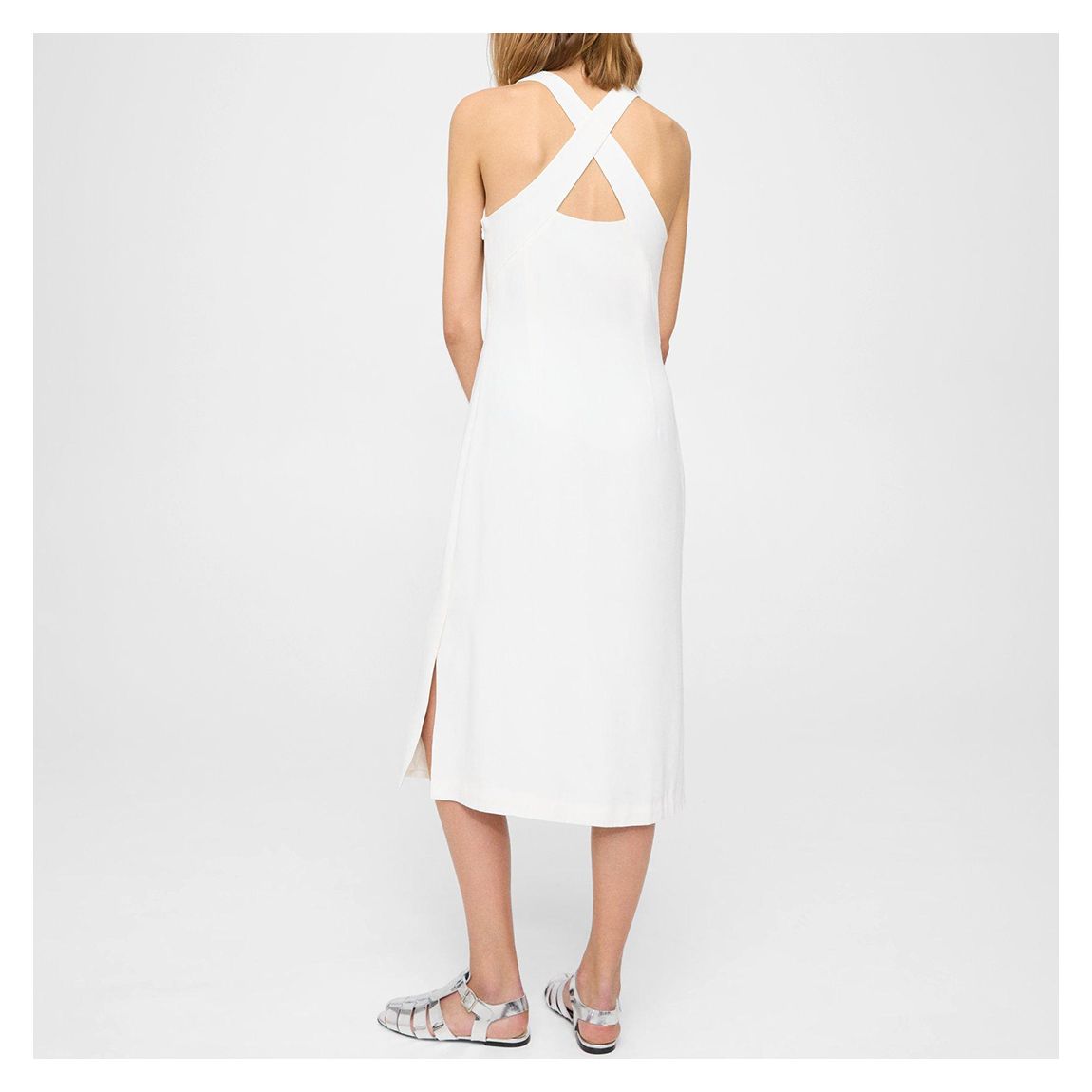 White Cross Back Midi Dress