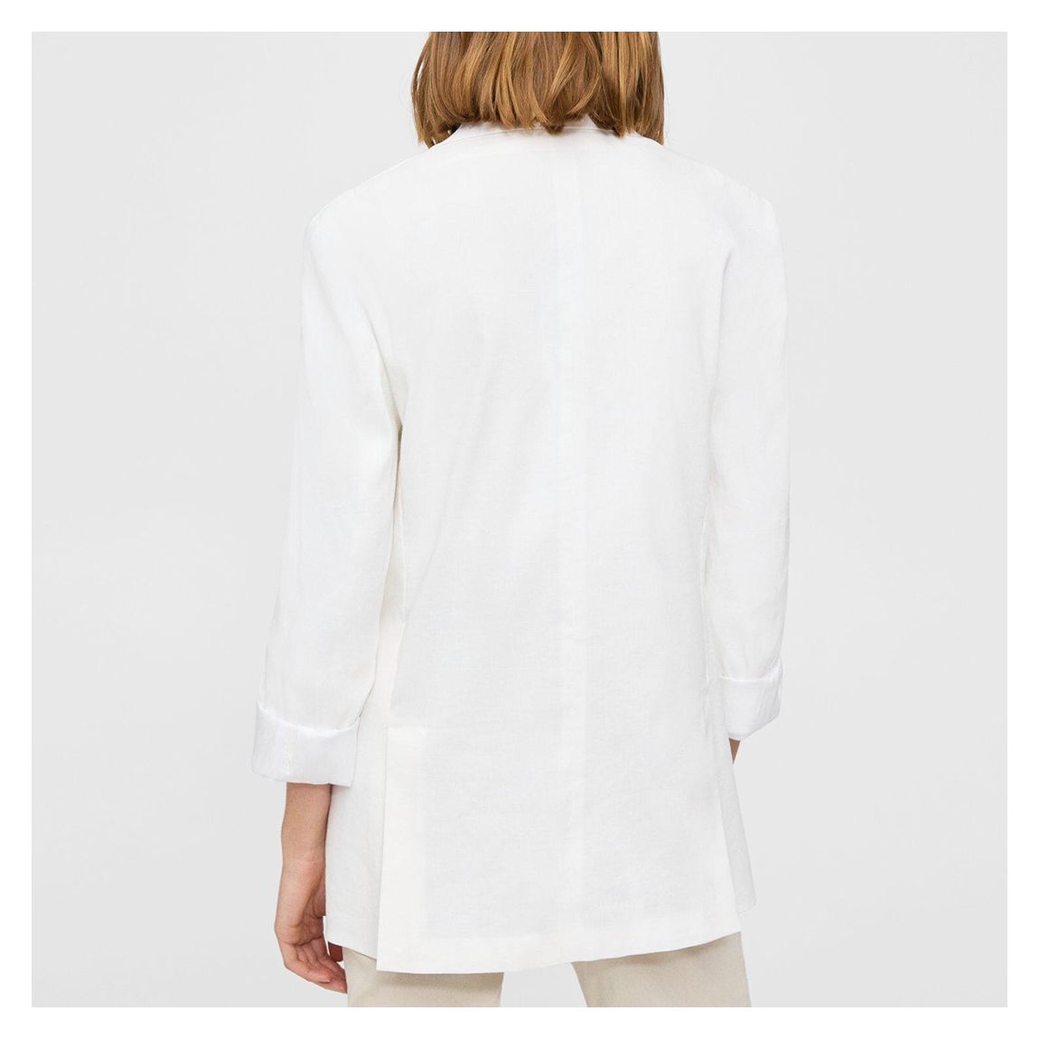 White Linen Blend Blazer