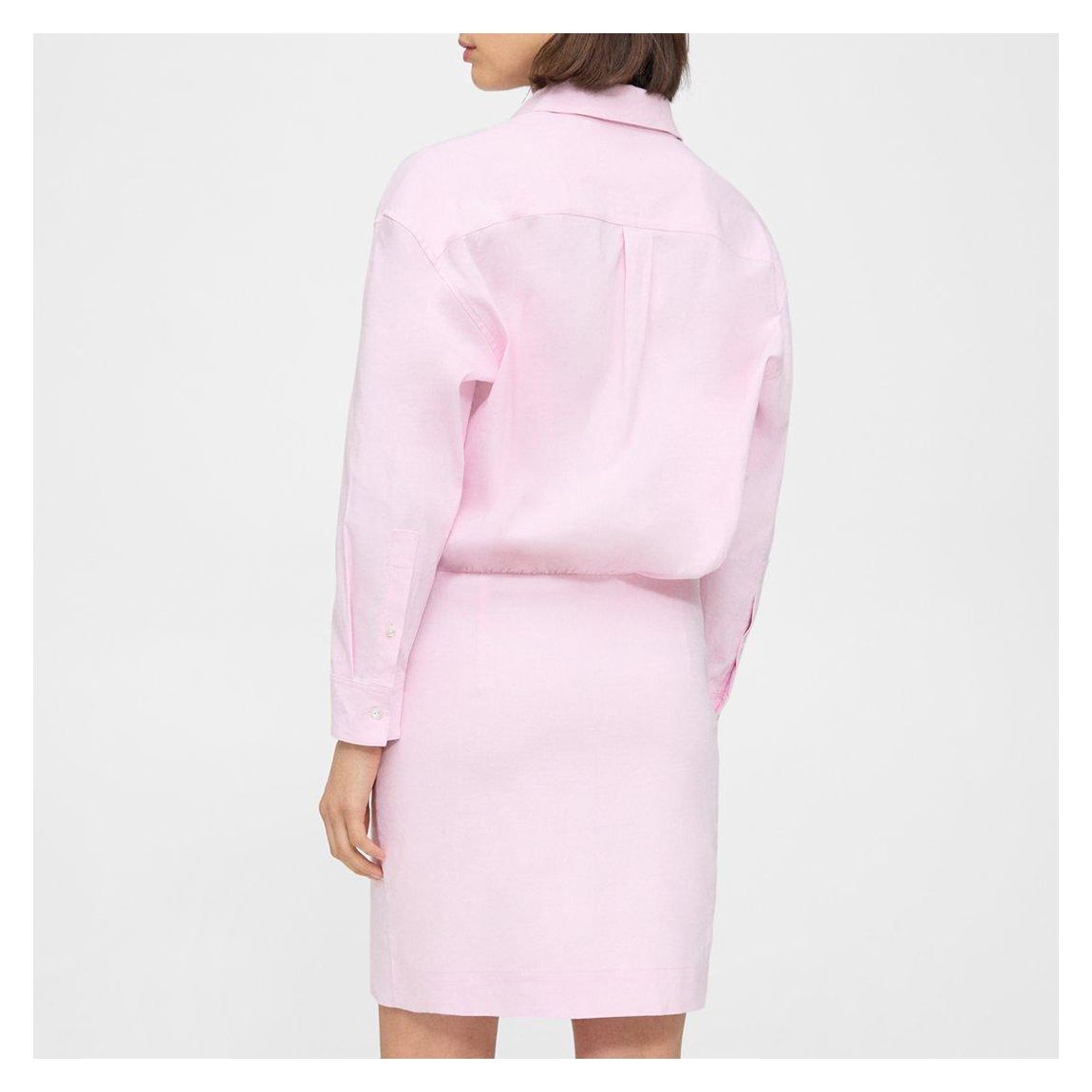 Pale Pink Linen Blend Shirt Dress