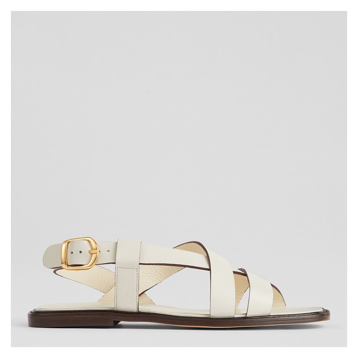 White Leather Telma Flat Sandal