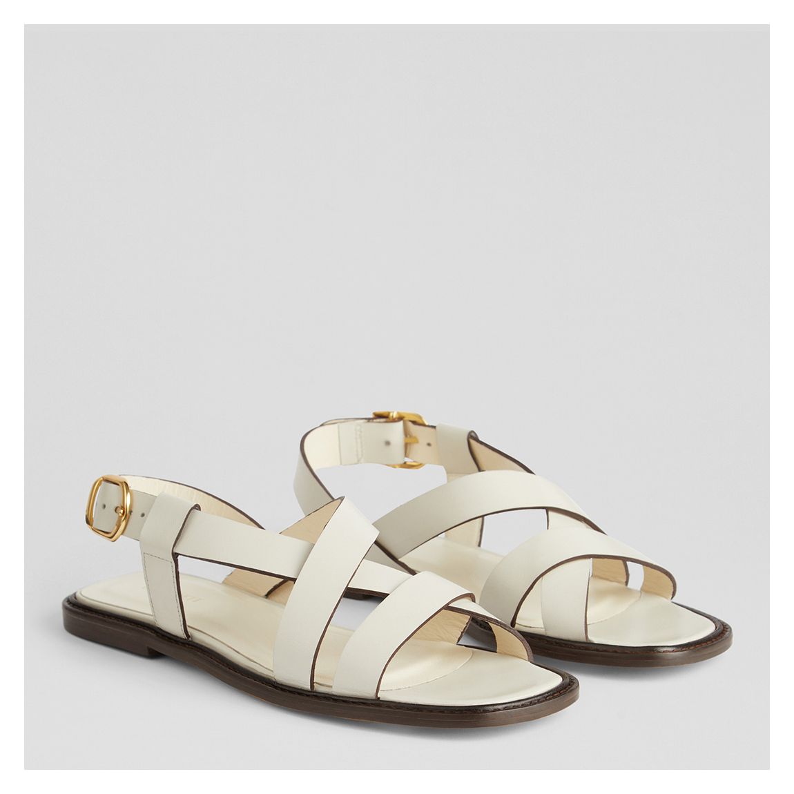White Leather Telma Flat Sandal
