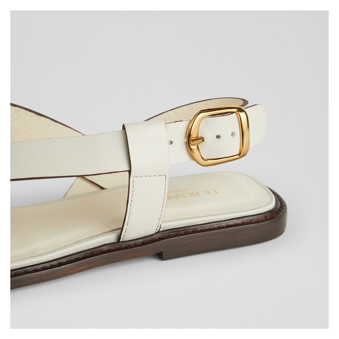 White Leather Telma Flat Sandal
