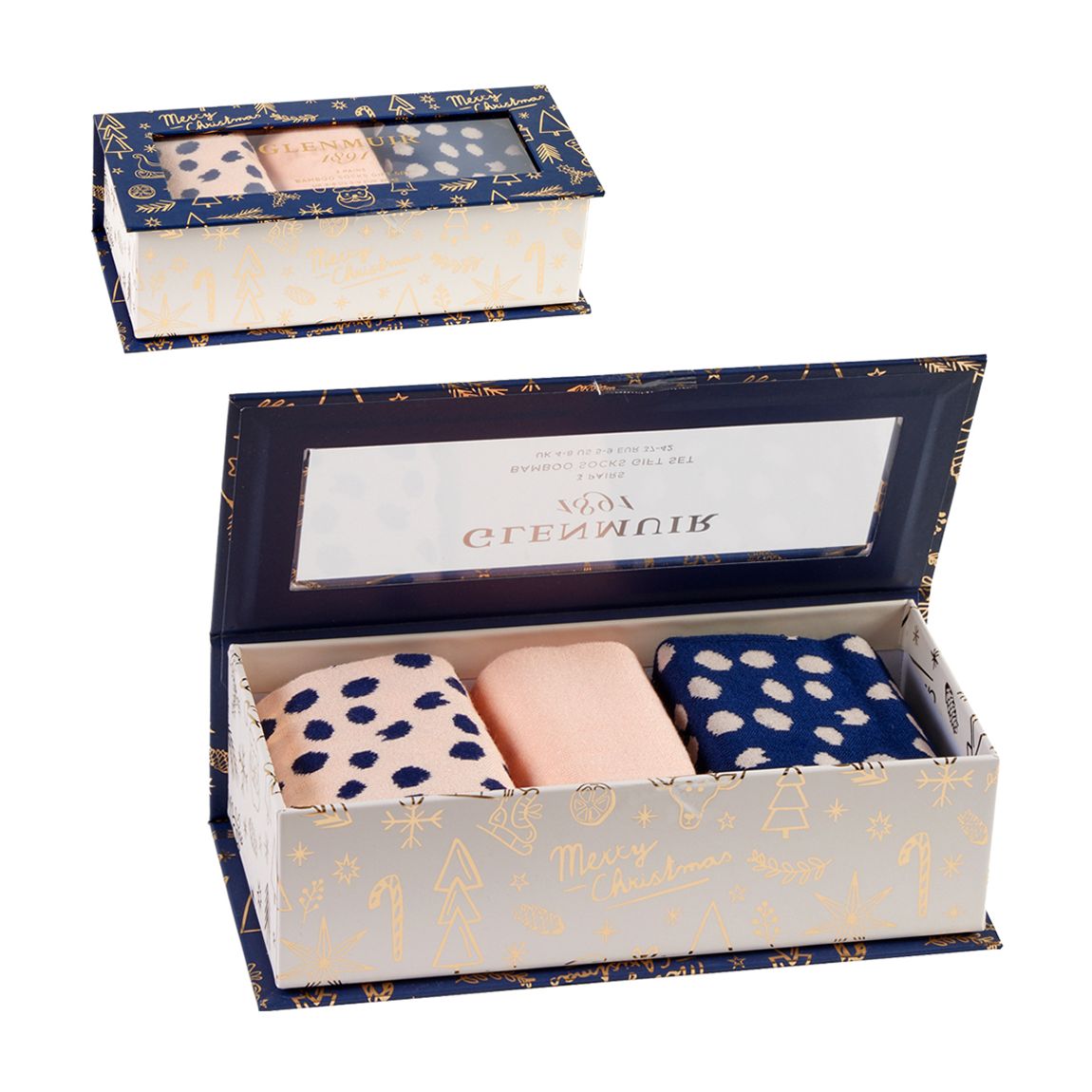 Pink and Navy 3pk Socks Gift Box