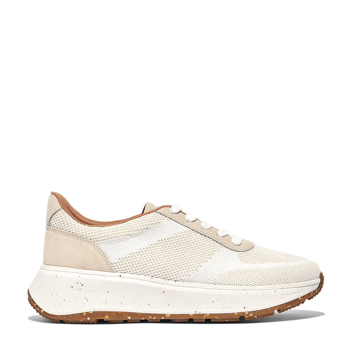 White Mix Knit F-Mode Flatform Trainers