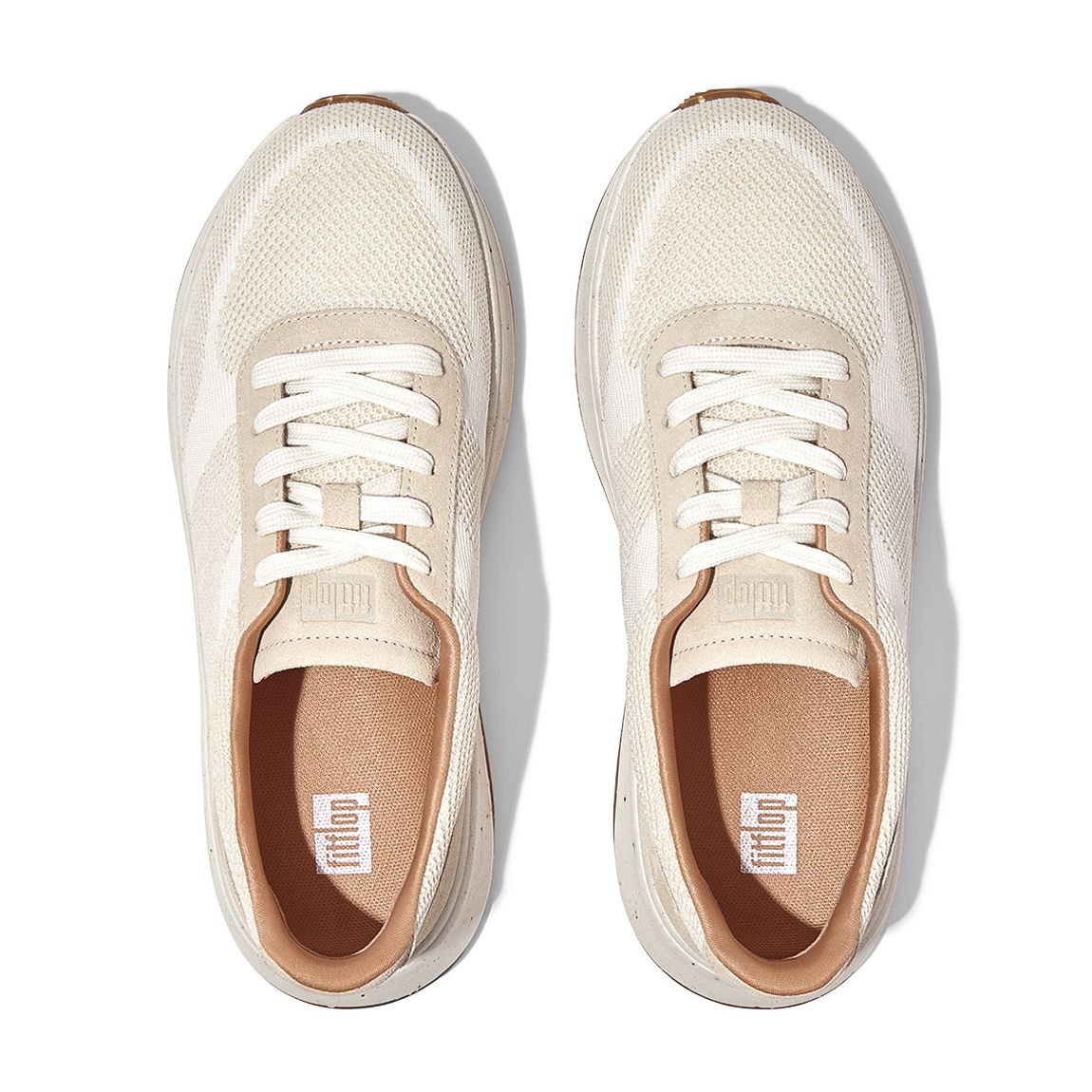 White Mix Knit F-Mode Flatform Trainers