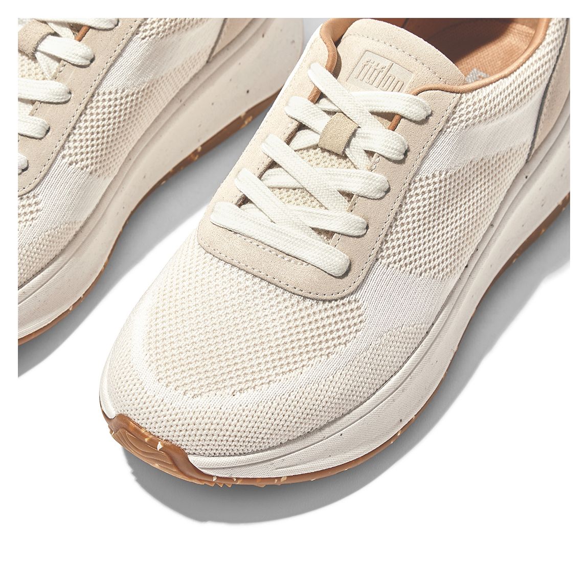 White Mix Knit F-Mode Flatform Trainers