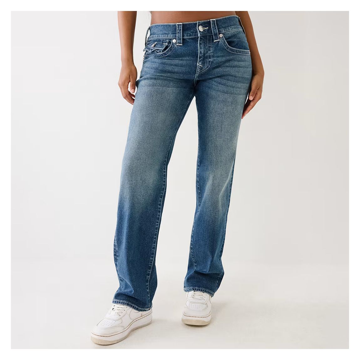 Blue Ricki Relaxed Straight Stretch Jeans