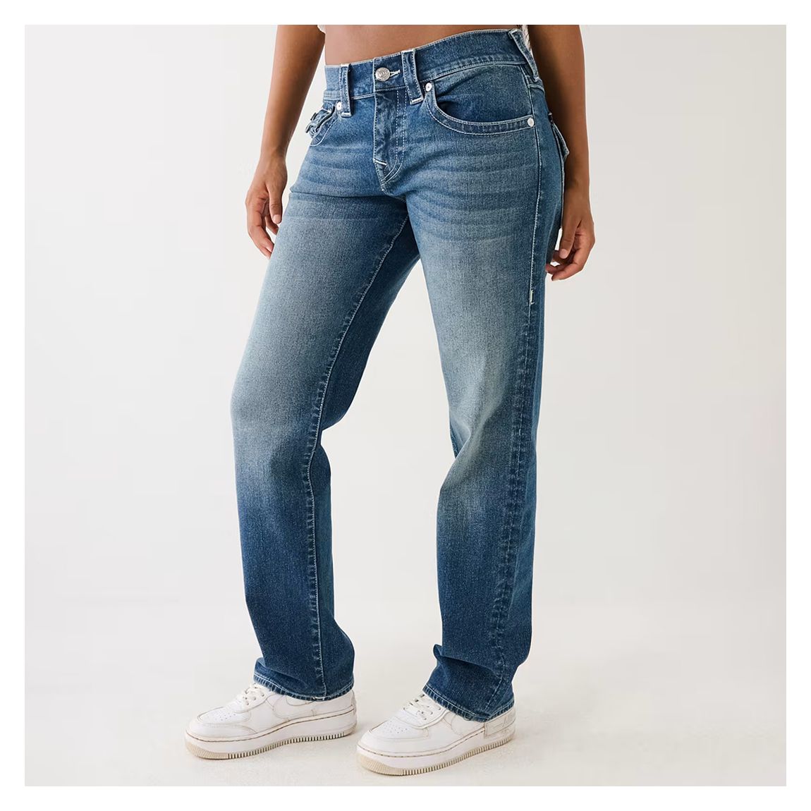 Blue Ricki Relaxed Straight Stretch Jeans