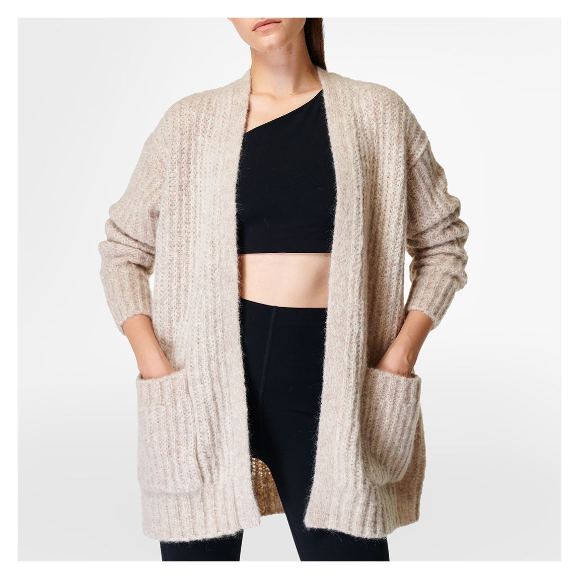 Pebble Beige Brushed Boucle Cardigan