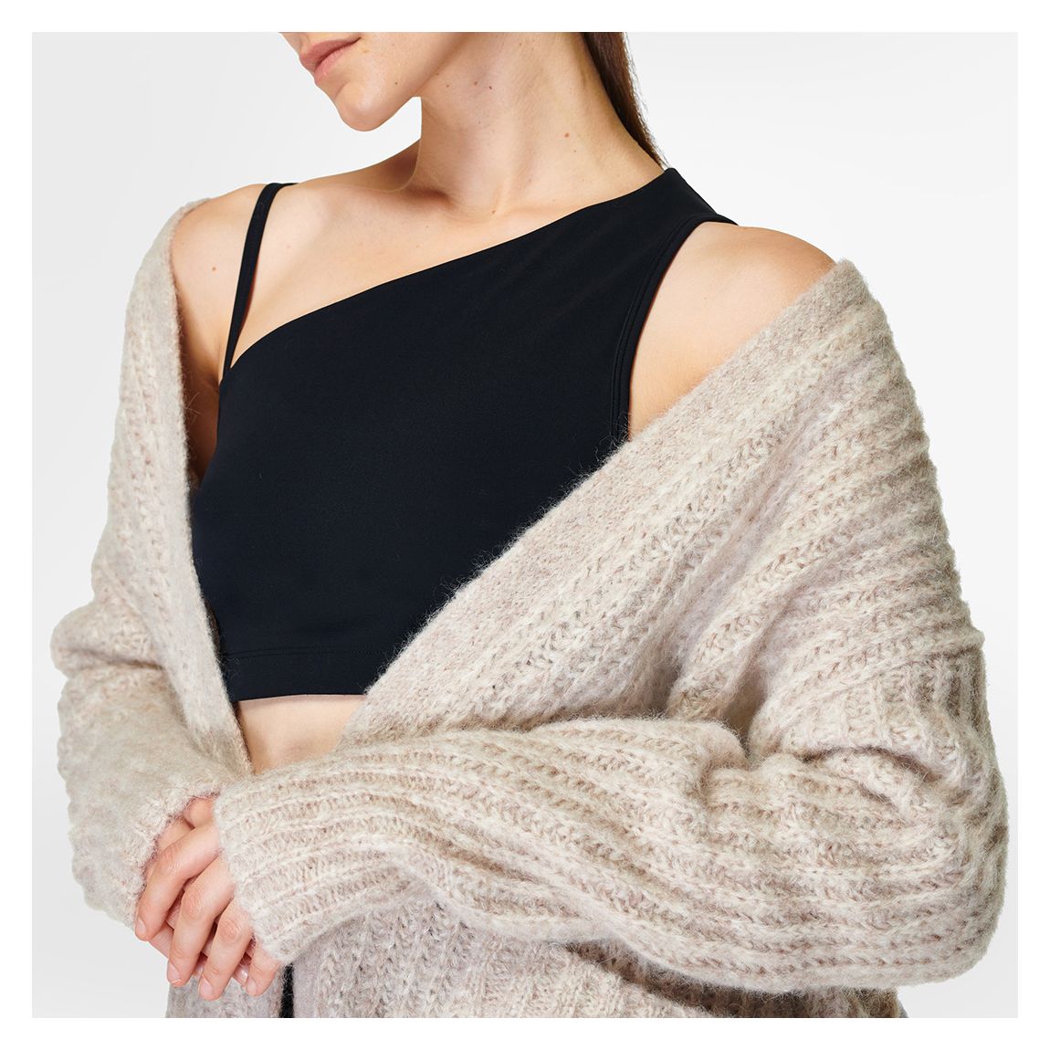 Pebble Beige Brushed Boucle Cardigan
