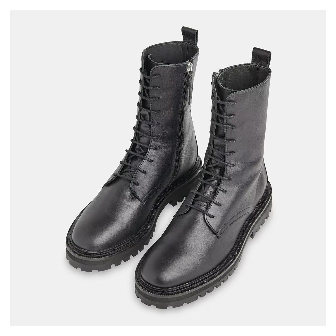 Black Piper Lace Up Leather Boots