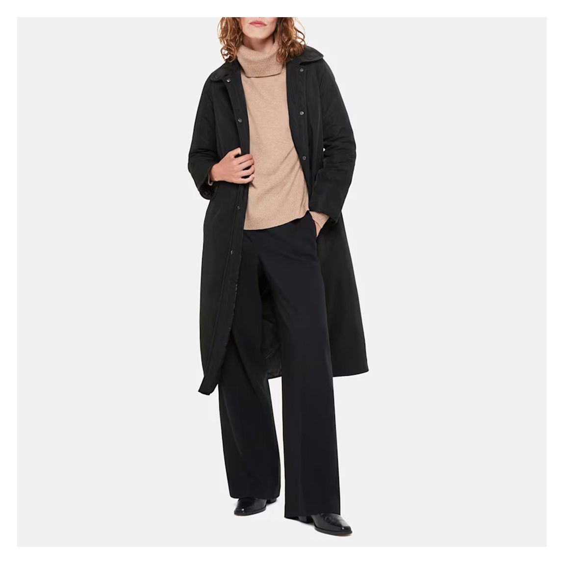Black Senna Padded Longline Mac