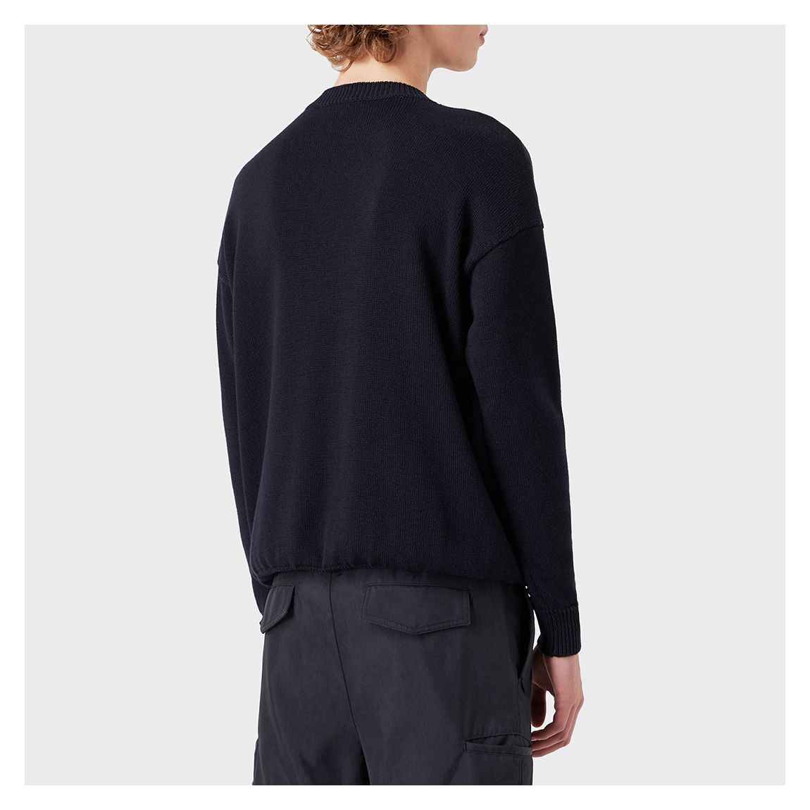 Navy Rope Wool Blend Jumper