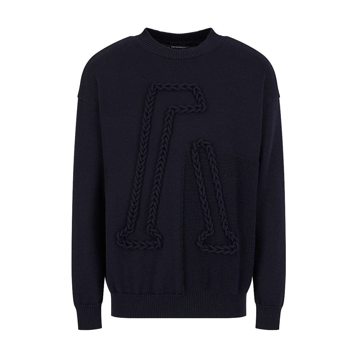 Navy Rope Wool Blend Jumper