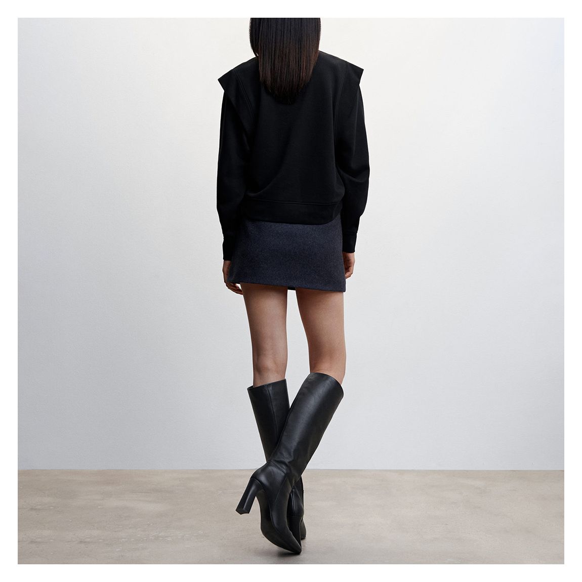 Black Shoulder Pad Detail Jumper