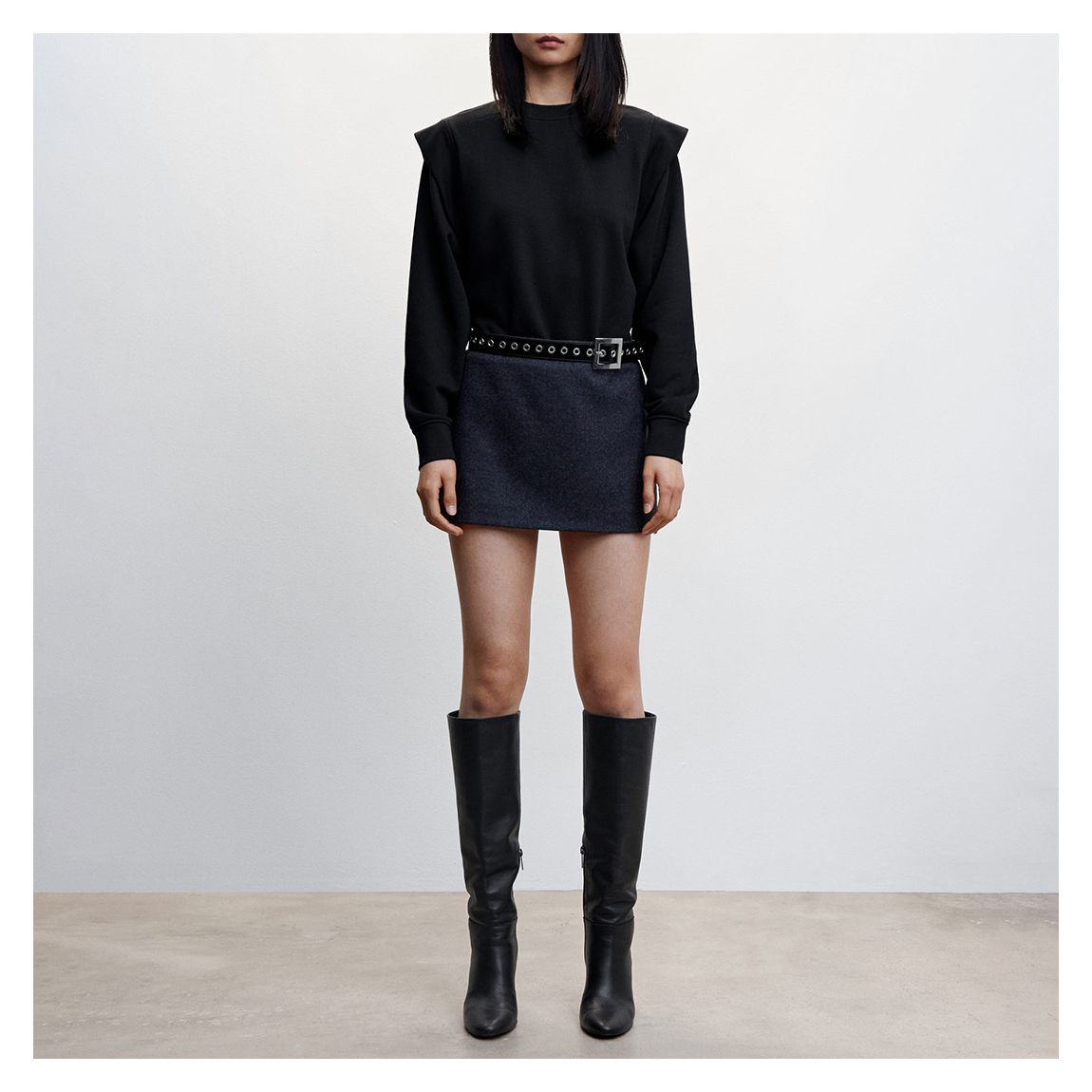 Black Shoulder Pad Detail Jumper