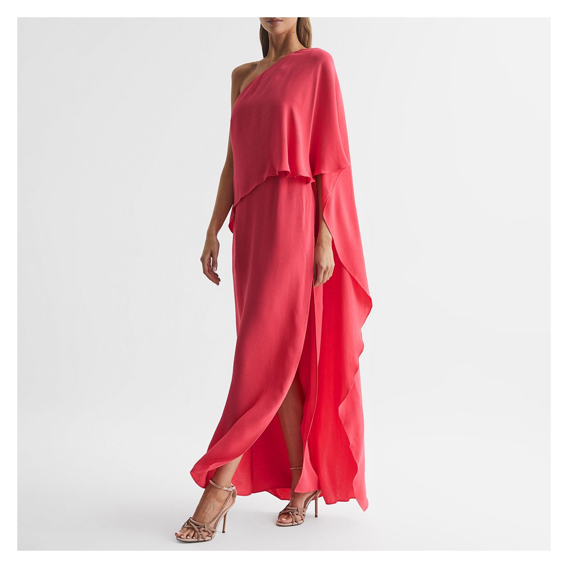Coral Jordyn Cape Maxi Dress