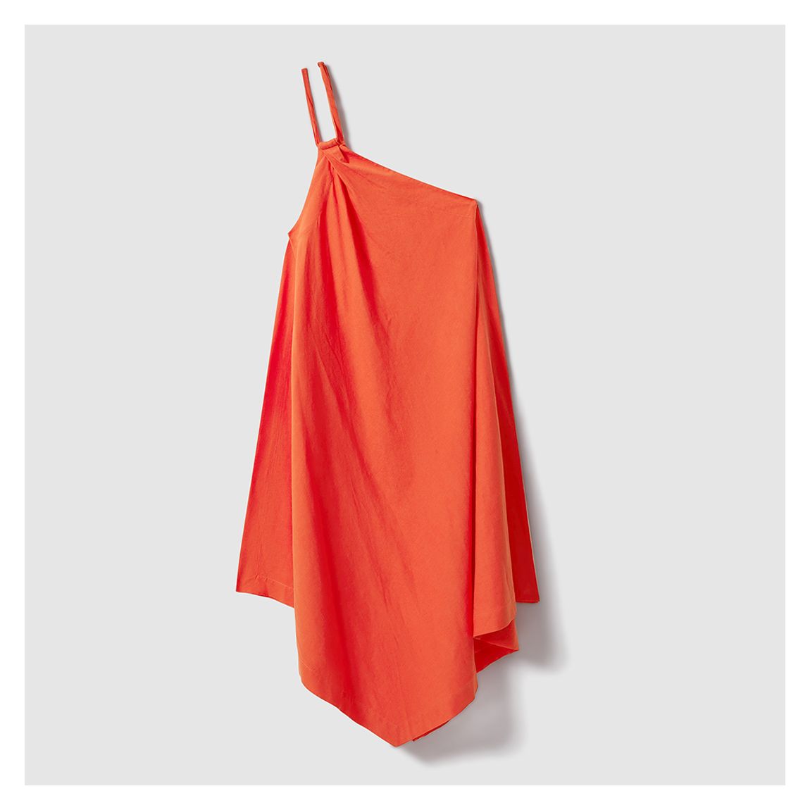 Orange Jeanne One Shoulder Linen Blend Dress