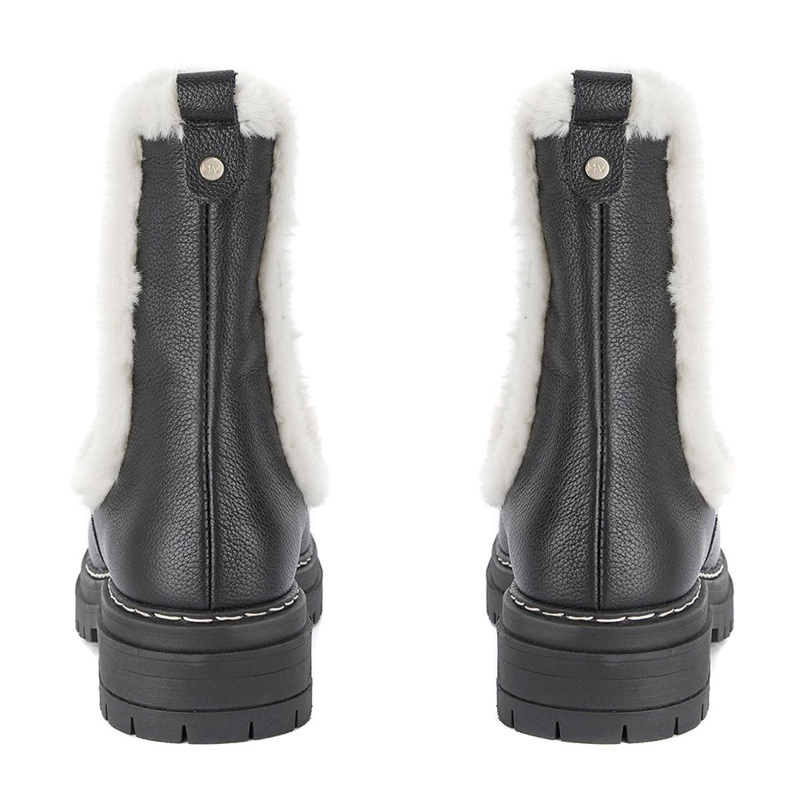 Black Leather Faux Fur Boots