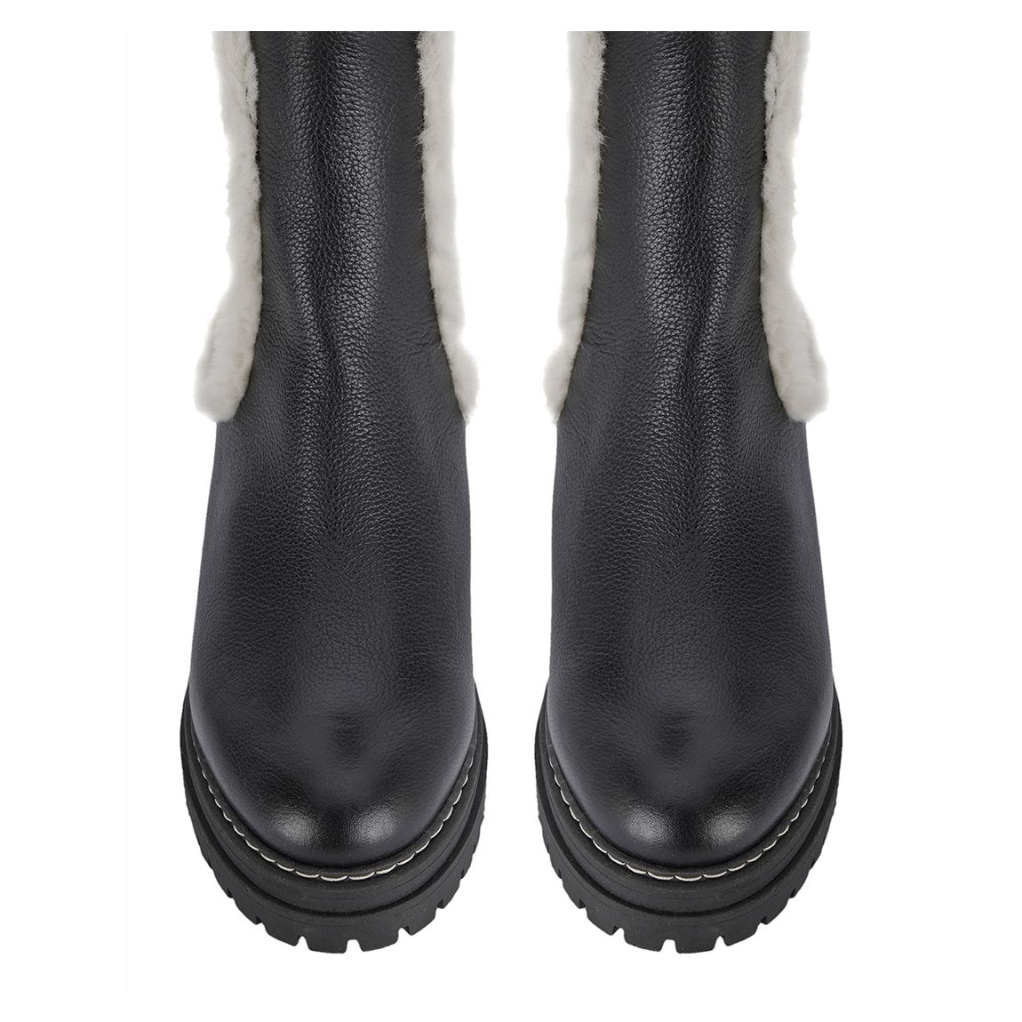 Black Leather Faux Fur Boots