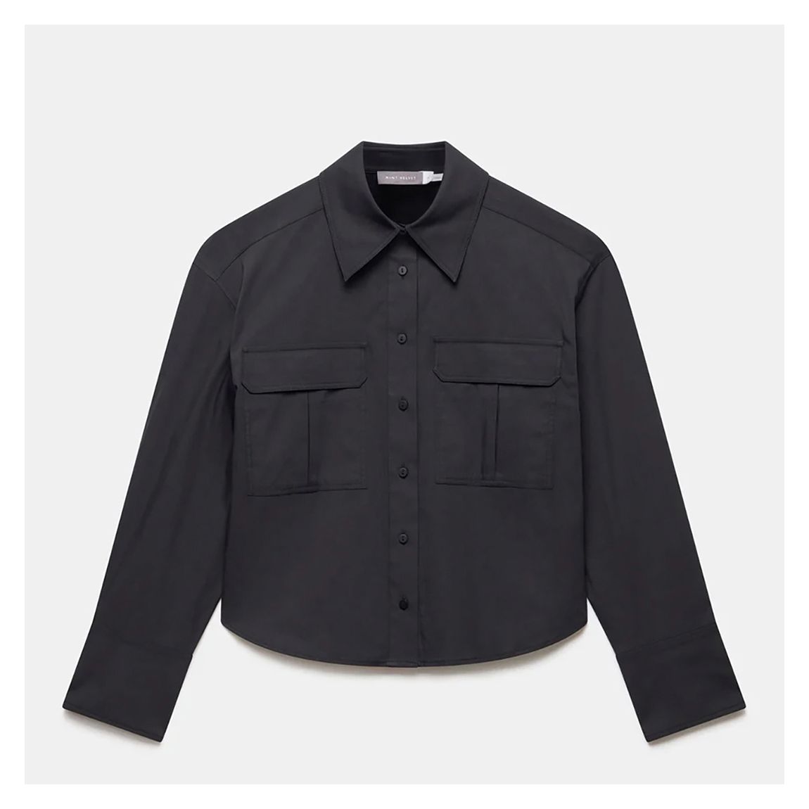 Black Cropped Utility Shirt