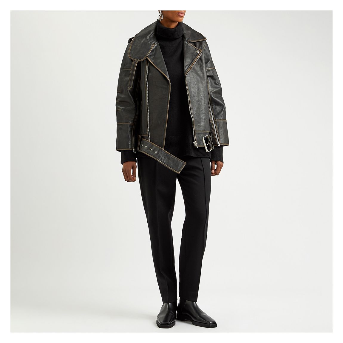 By Malene Birger Black Leather Beatrisse Biker Jacket - BrandAlley