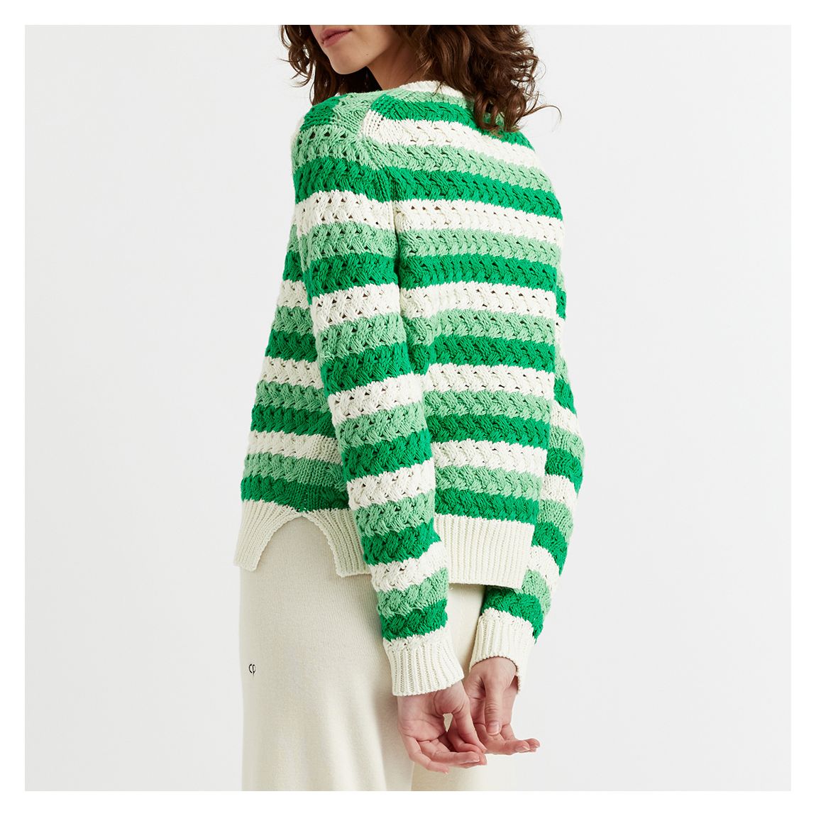Green Stripe Crochet Cardigan
