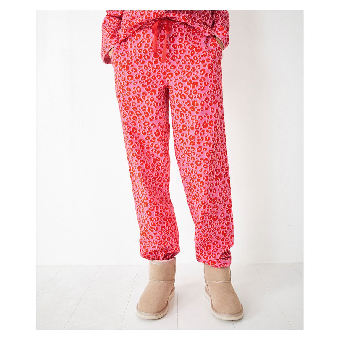 Pink Leopard Liv Cotton Flannel Pj Trousers