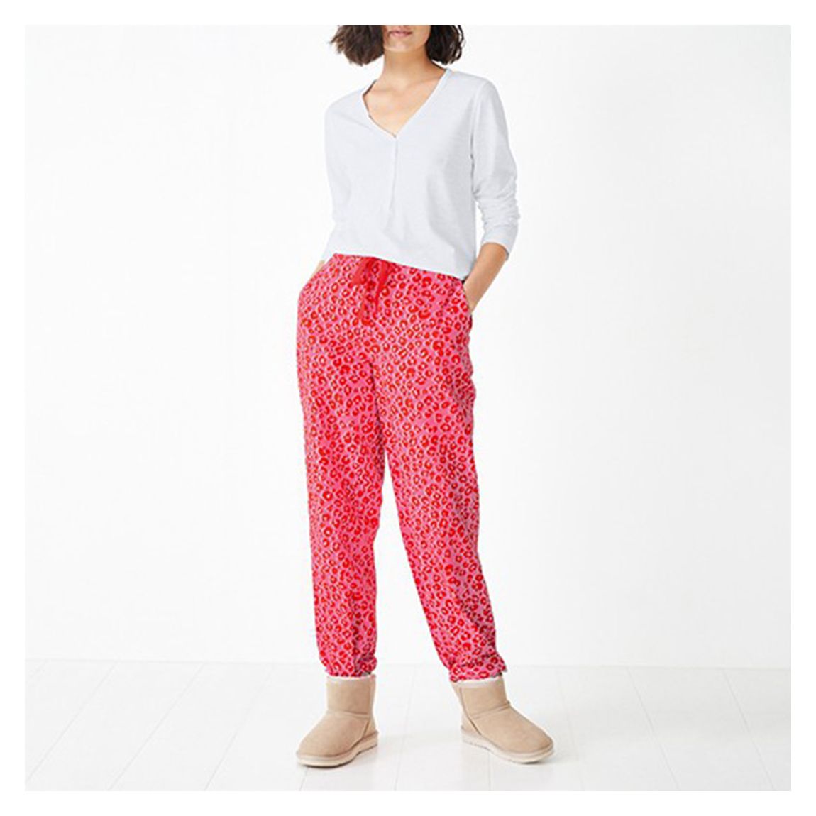 Pink Leopard Liv Cotton Flannel Pj Trousers