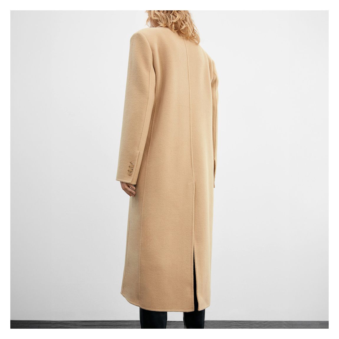 Mango Beige Double-Breasted Virgin Wool Coat - BrandAlley