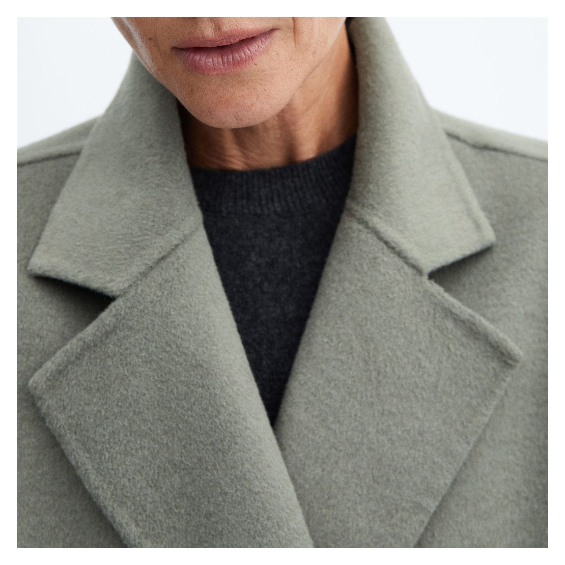 Khaki Handmade Oversized Wool Coat