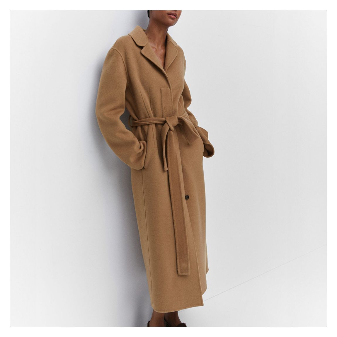 Mango Camel Handmade Oversized Belted Wool Coat BrandAlley