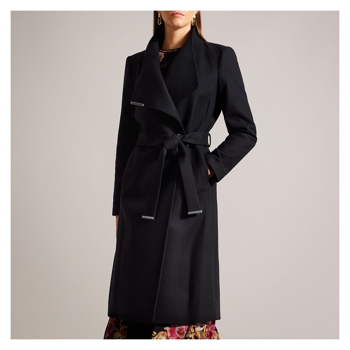 Black Classic Wool Wrap Coat