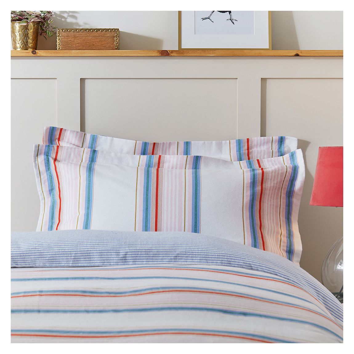 Golden Hour Stripe Super King Cover Set, White