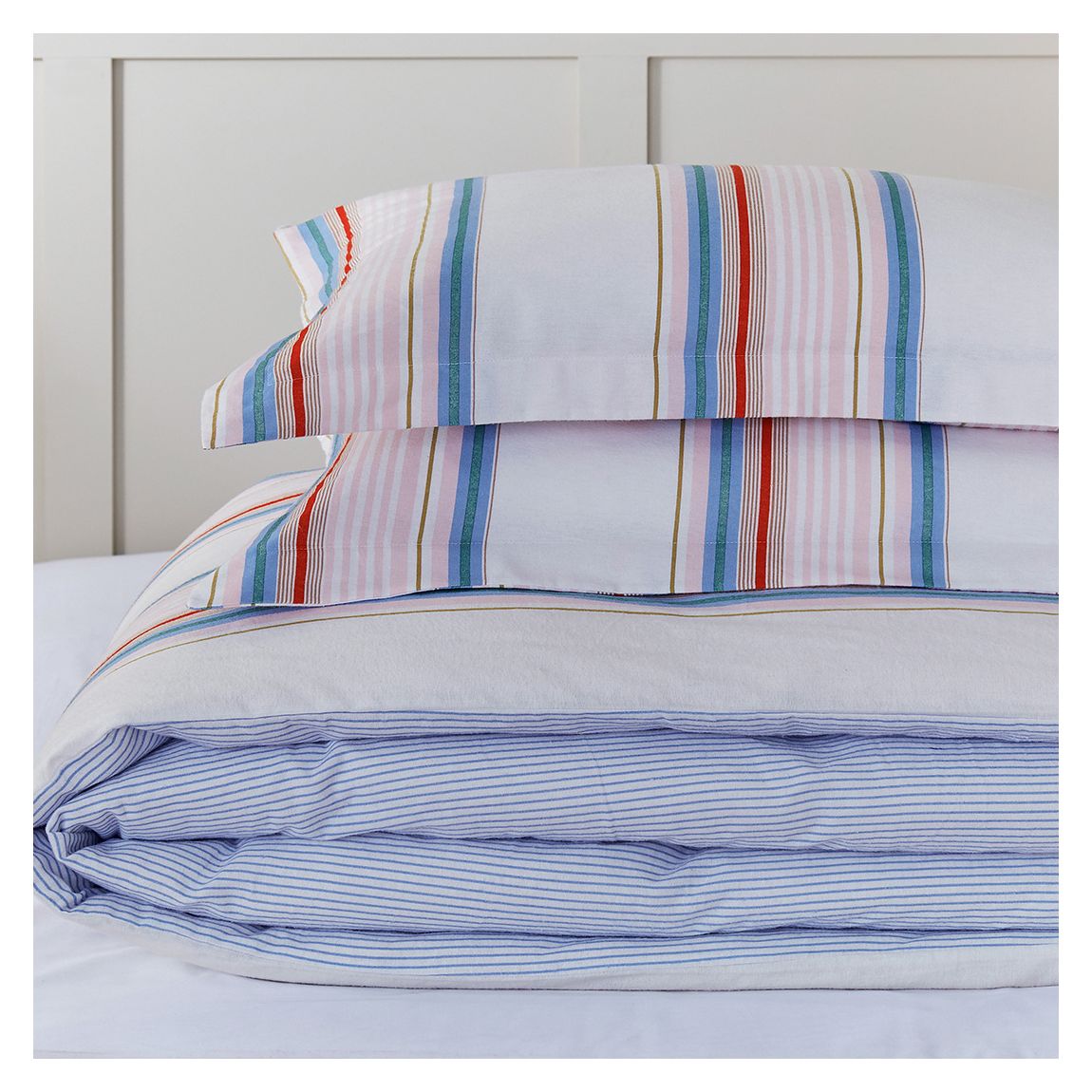 Golden Hour Stripe Super King Cover Set, White