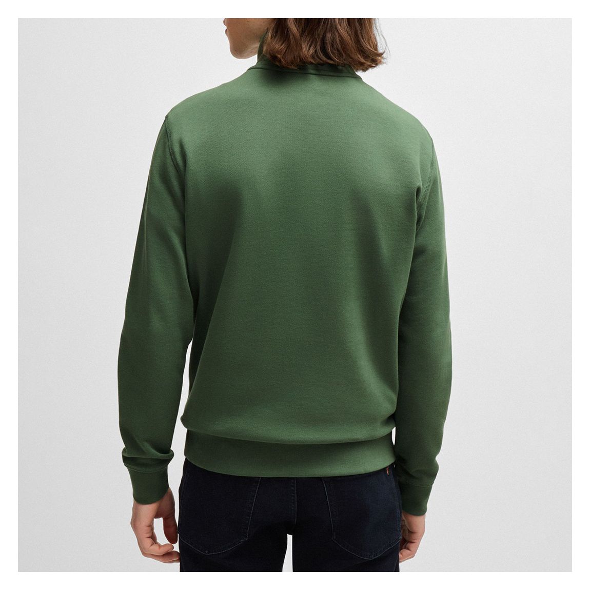 Green Quarter Zip Cotton Sweatshirt