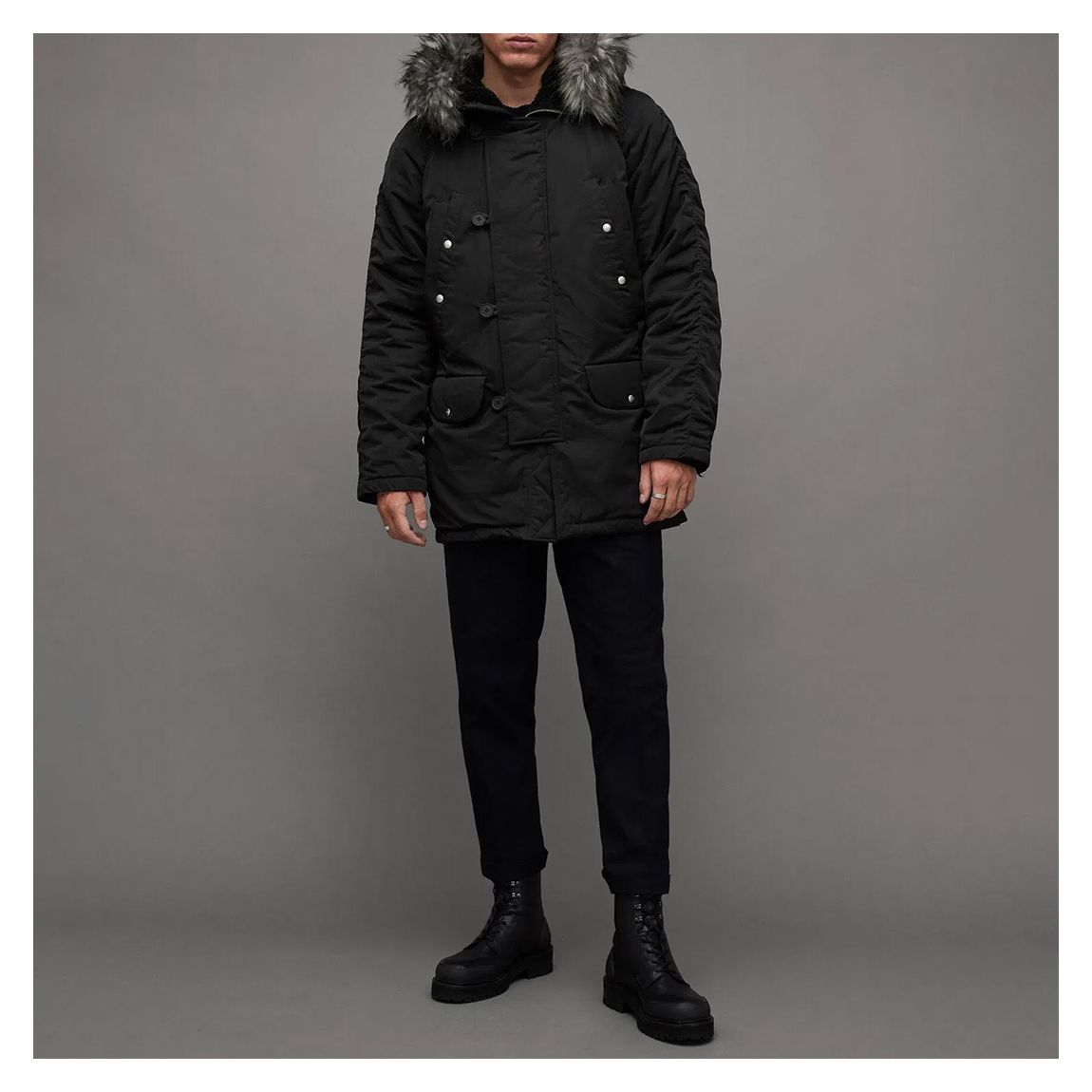 Black Jacobus Cotton Blend Parka Jacket