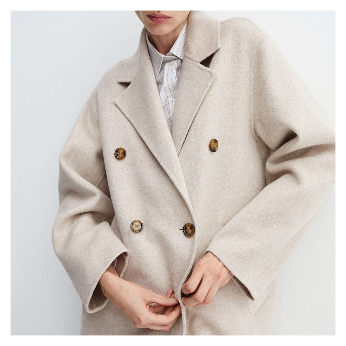 louren oversize wool trench coat oatmeal（Jackets & Coats