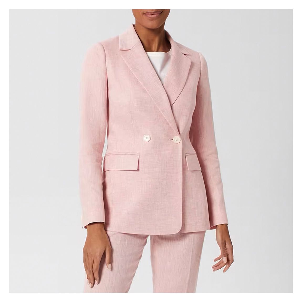 Hobbs London Light Pink Nancy Linen Blazer - BrandAlley