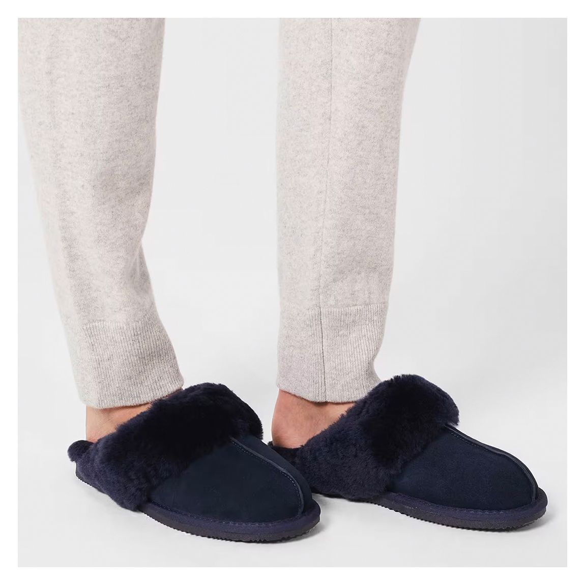 Navy Lillian Suede Slippers