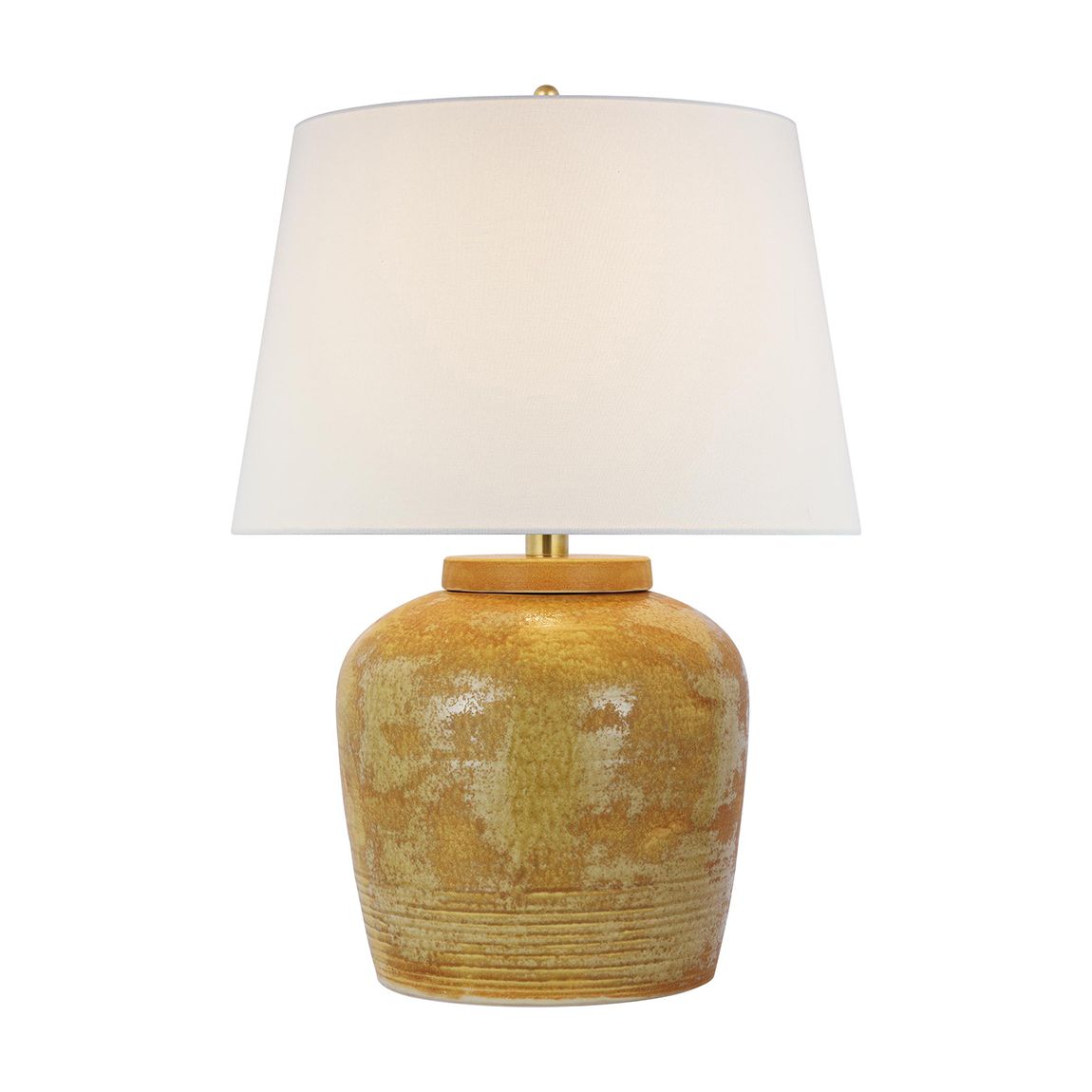 Nora Medium Table Lamp in Yellow Oxide with Linen Shade