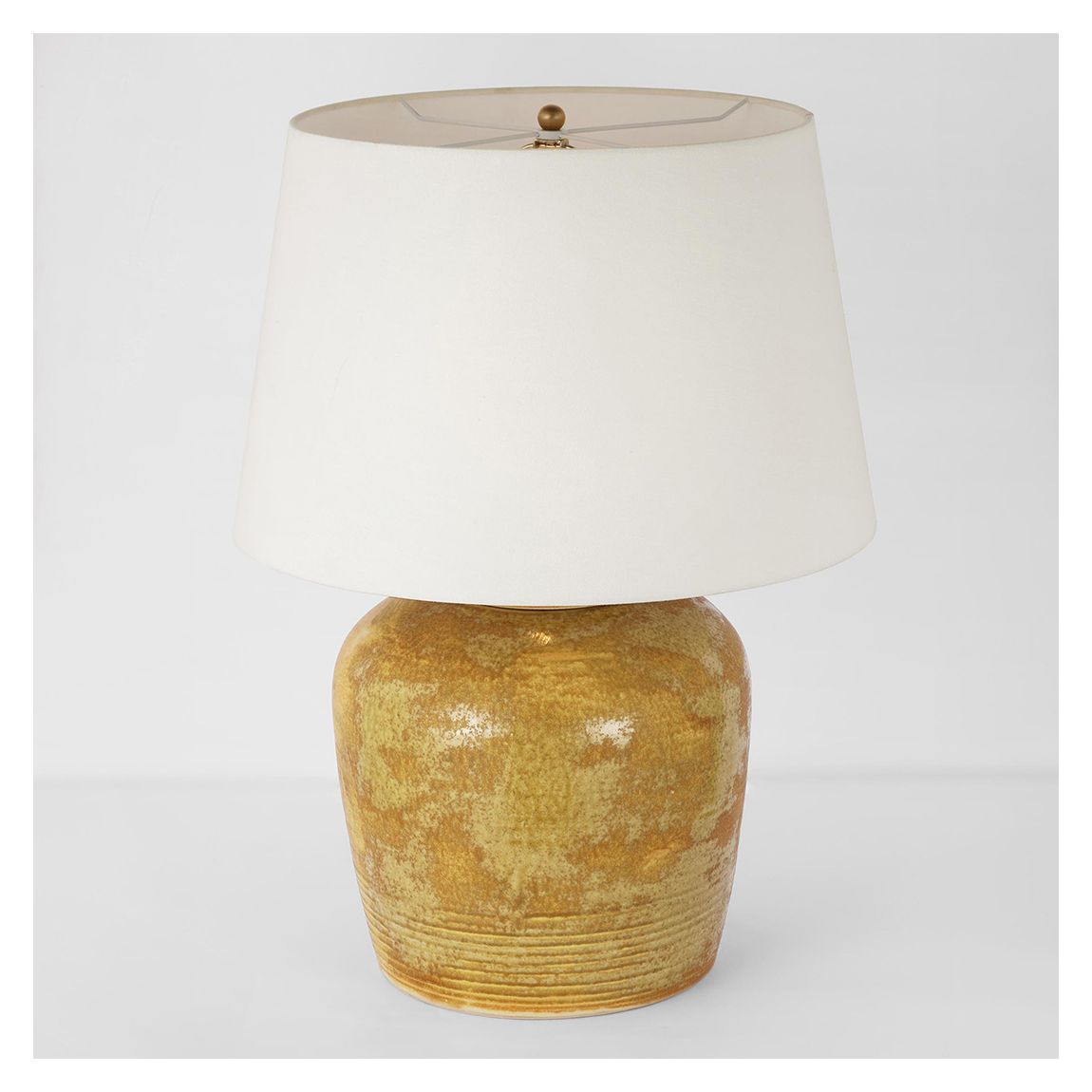 Nora Medium Table Lamp in Yellow Oxide with Linen Shade