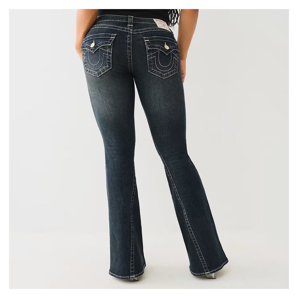 Dark Blue Joey Flare Flap Jeans