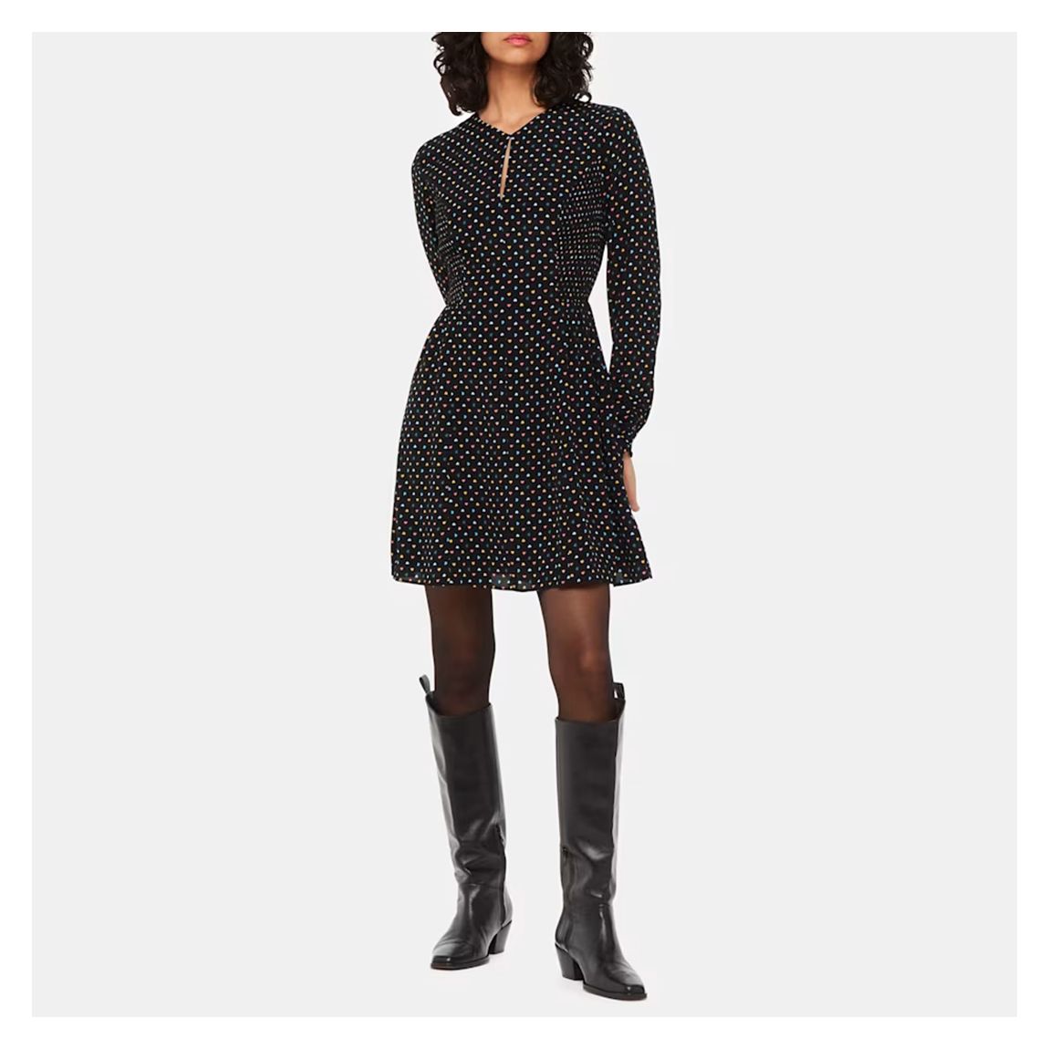 Black Scattered Hearts Flippy Mini Dress