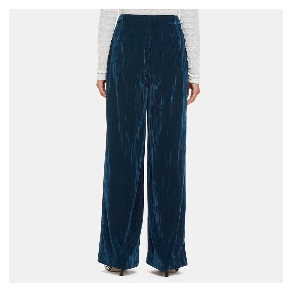 Teal Crushed Velvet Wide Trousers