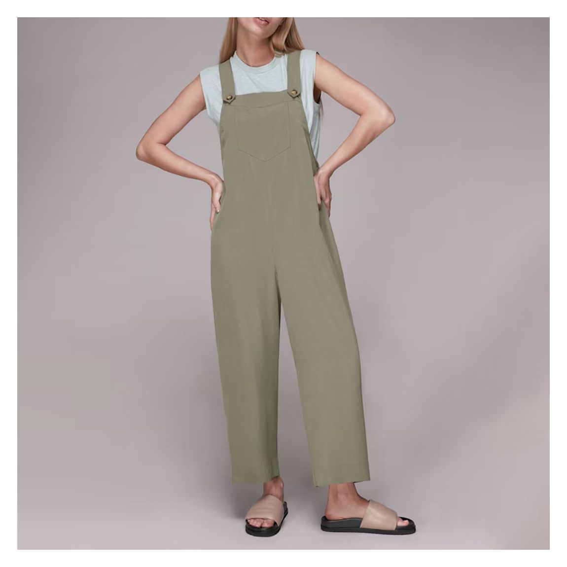 Khaki Rita Wide Dungarees