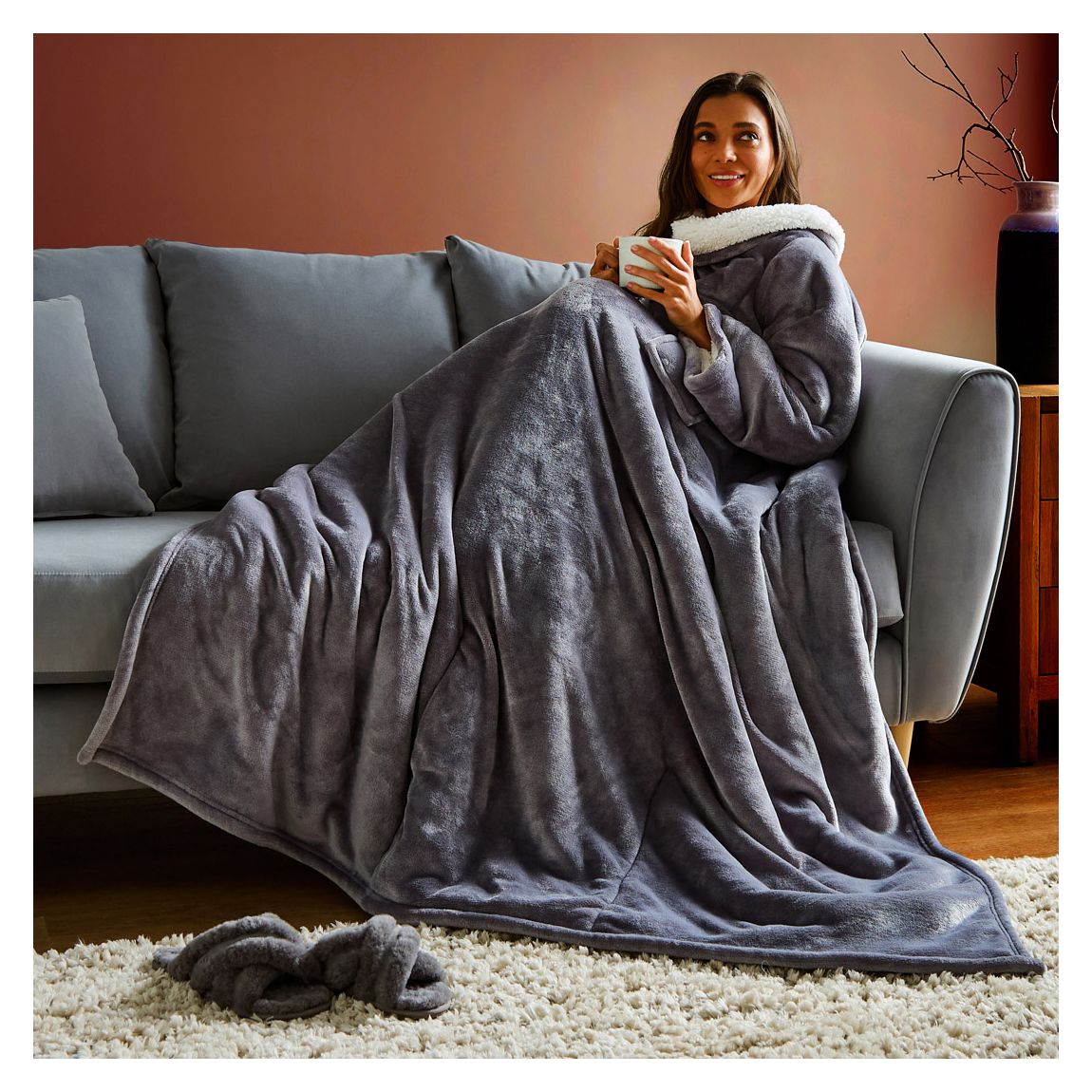 Snugsie USB Heated Throw, Grey