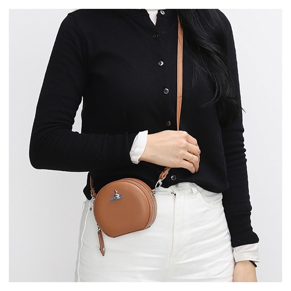 Vivienne Westwood Tan Nappa Mini Round Crossbody - BrandAlley
