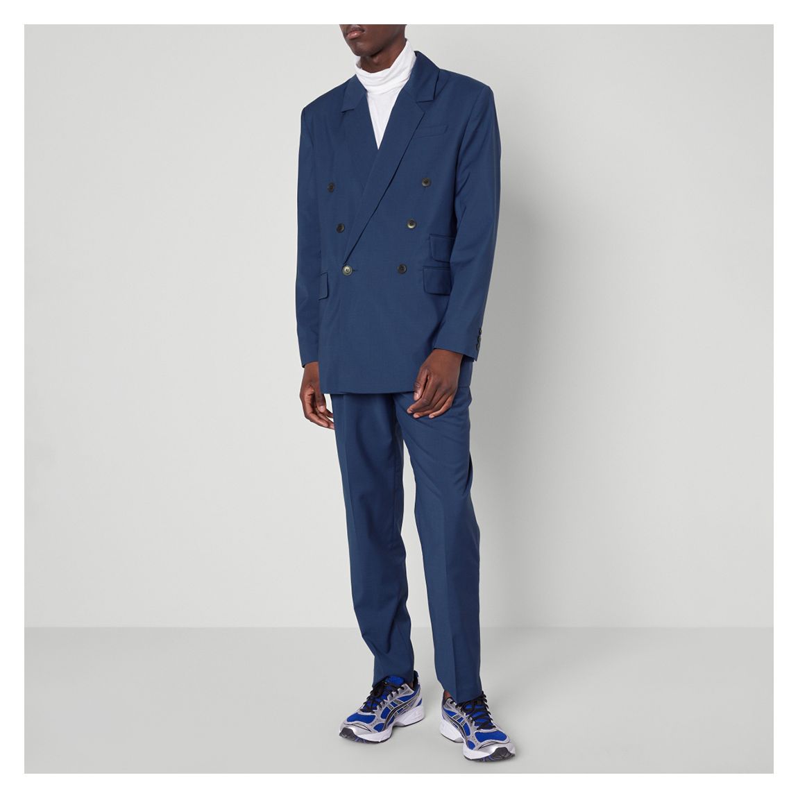 Navy Wool Ankle Trousers